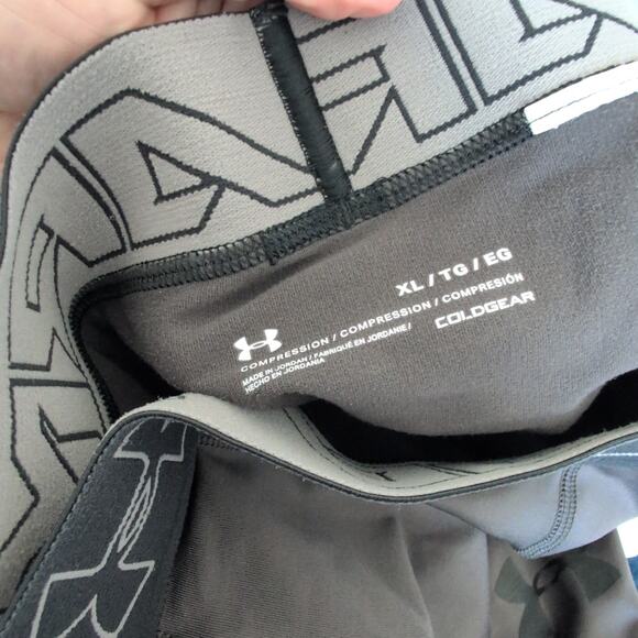 Under Armour Men's ColdGear Leggings Sz XL Gray Ergonomic Moisture Wicking Storm - Picture 2 of 6